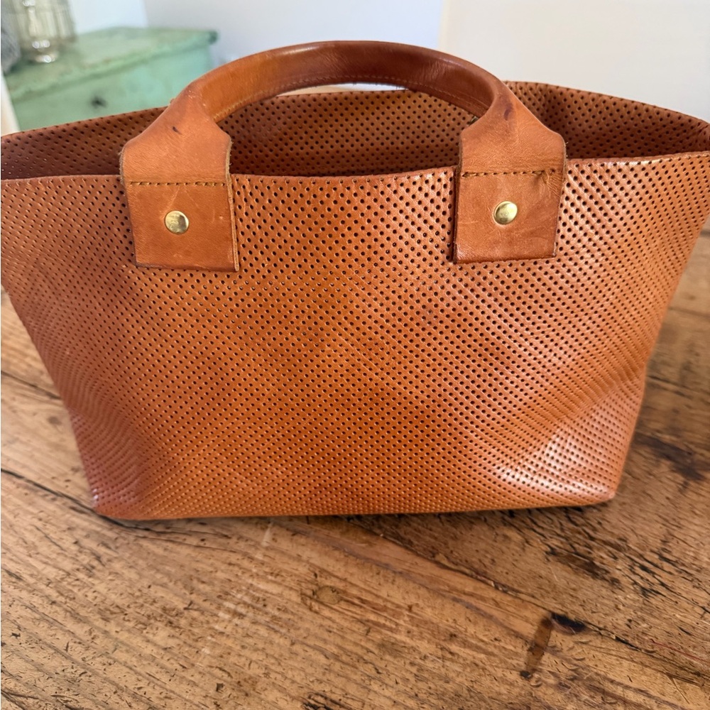 Clare V Perforated Leather Tote Bag